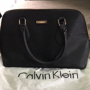 Calvin Klein black leather satchel